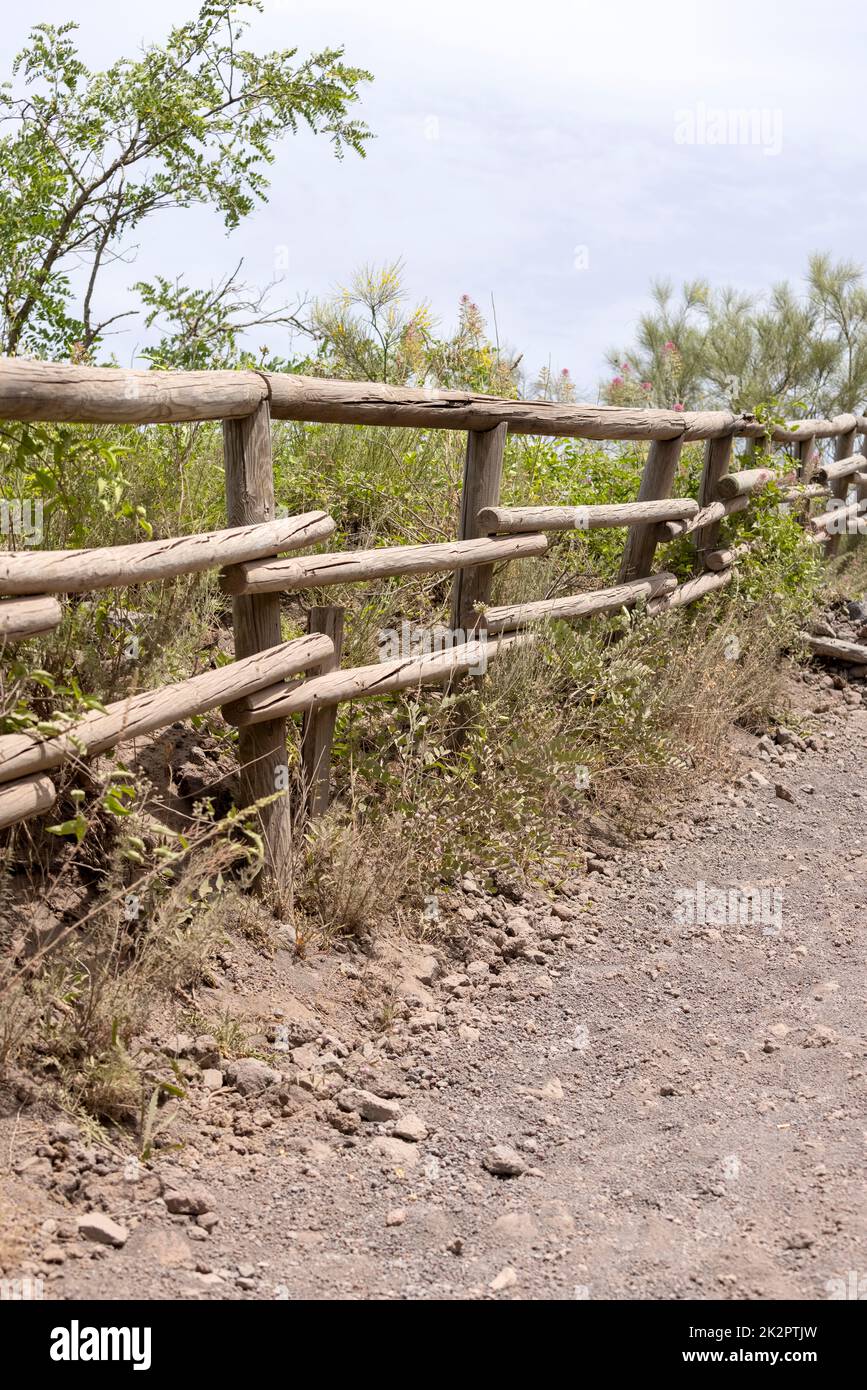 Scenic footpath made of fine sharp volcanic tuff to the top of the ...
