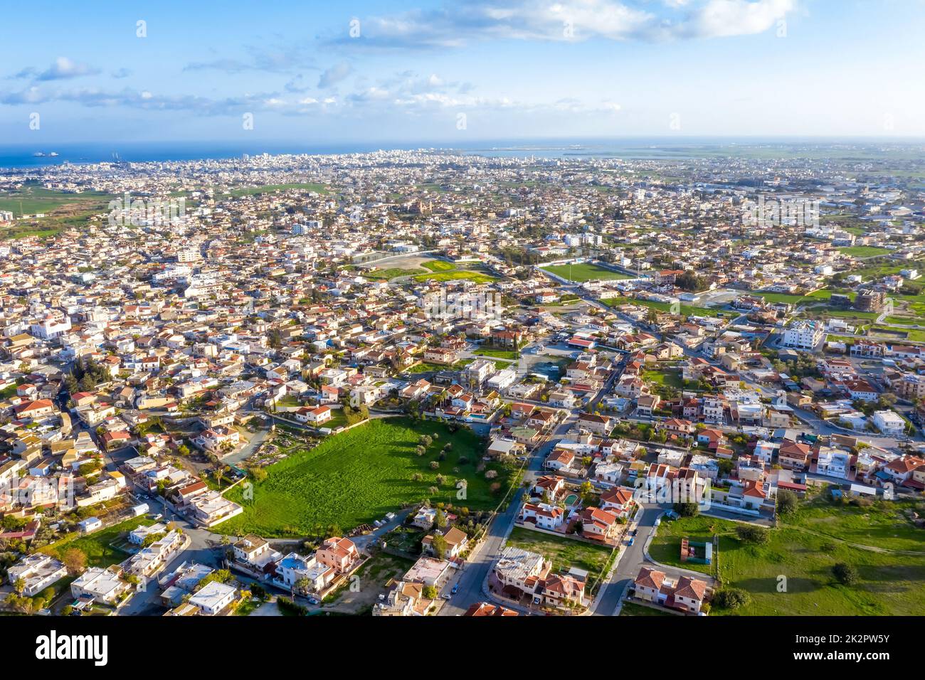 Aerial view of Aradippou village. Larnaca District, Cyprus Stock Photo