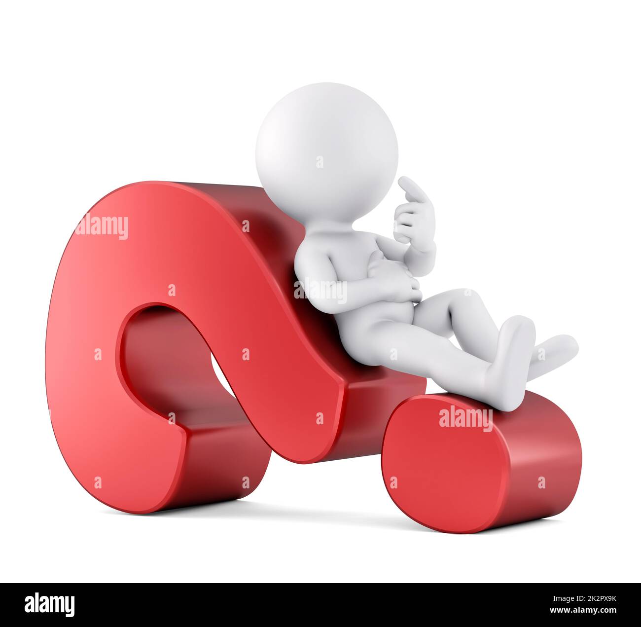 Man lying on a question mark. 3D illustration. Isolated Stock Photo - Alamy