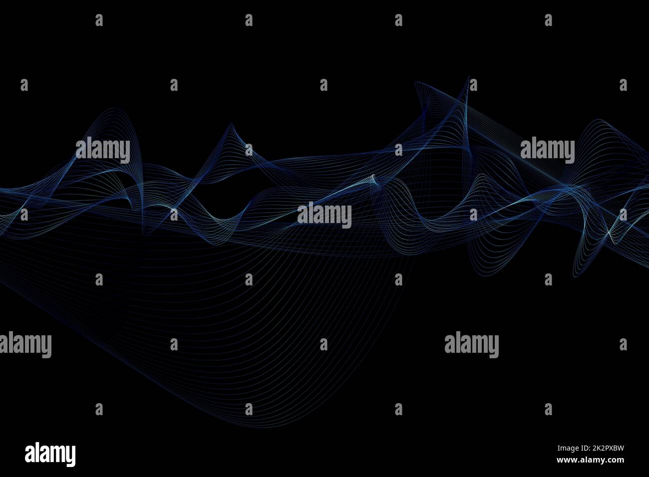 Abstract blue motion wave on dark background. Digital illustration Stock Photo