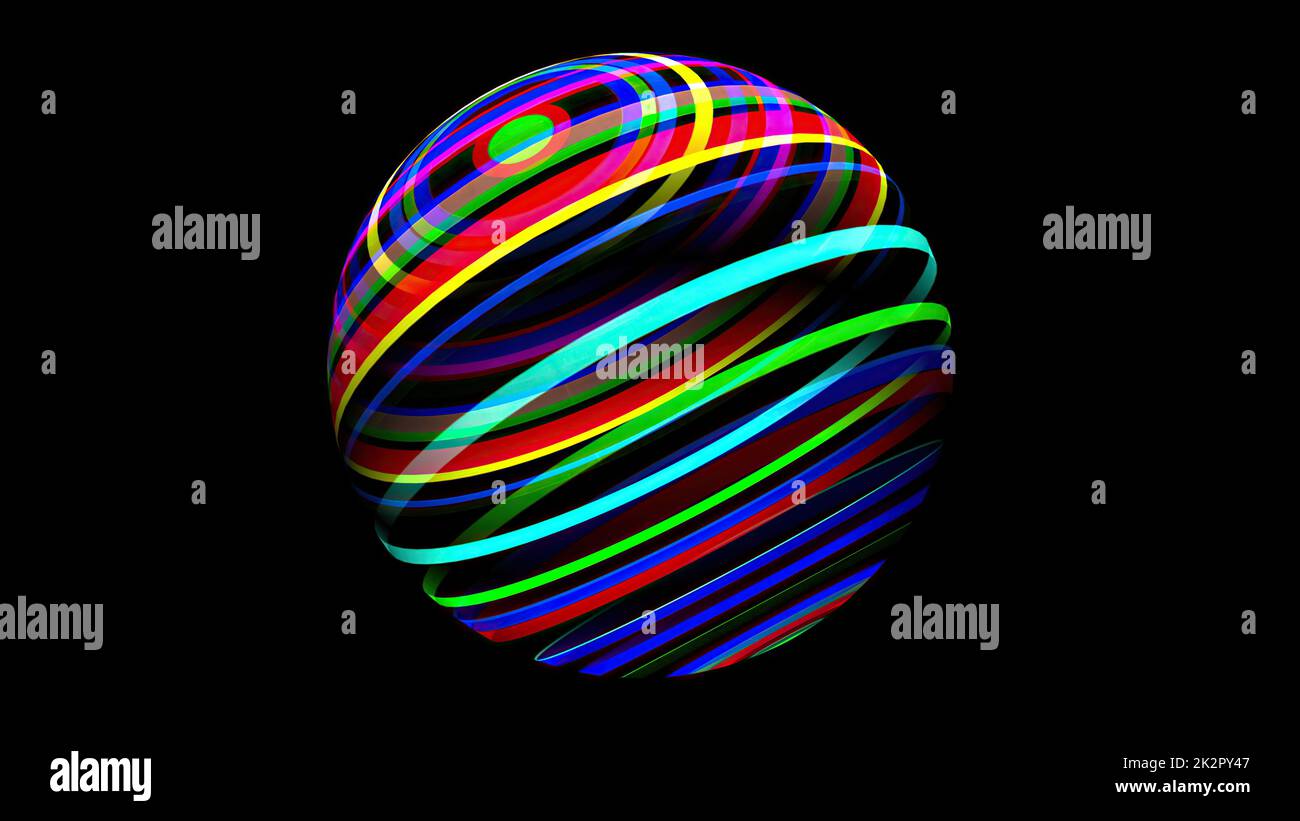 3D illustration of Colorful sphere black Stock Photo