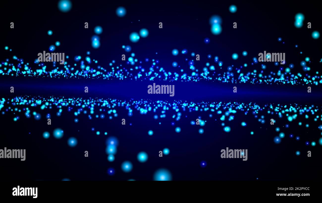 Elegant blue flying particles background.3d illustration Stock Photo