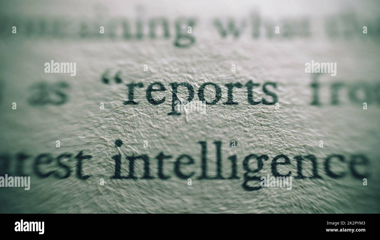 CLose up of Secret document intelligence report  shallow depth of field Stock Photo