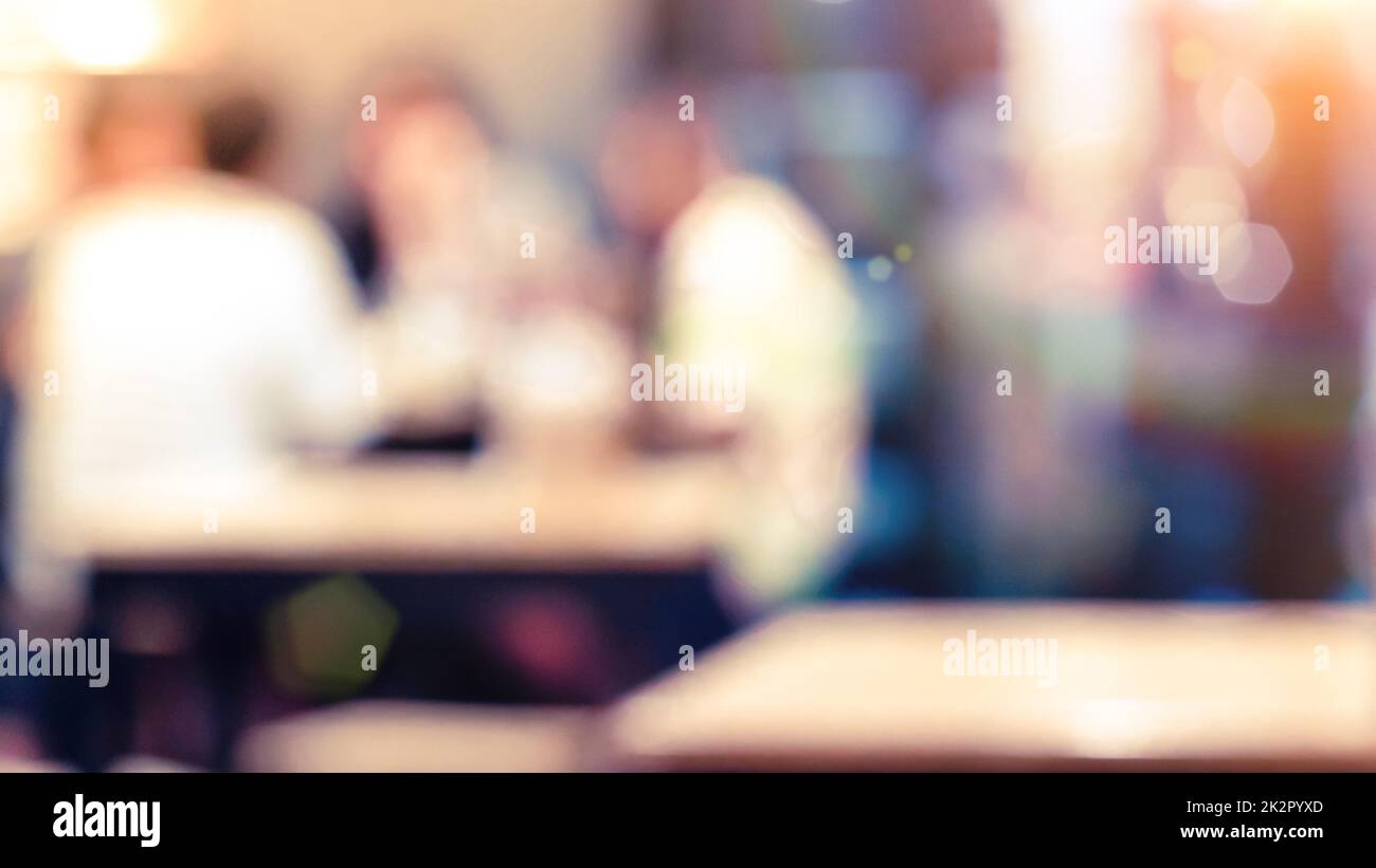 Defocus abstract Blur photography for background   of group of people in club or cafe Stock Photo