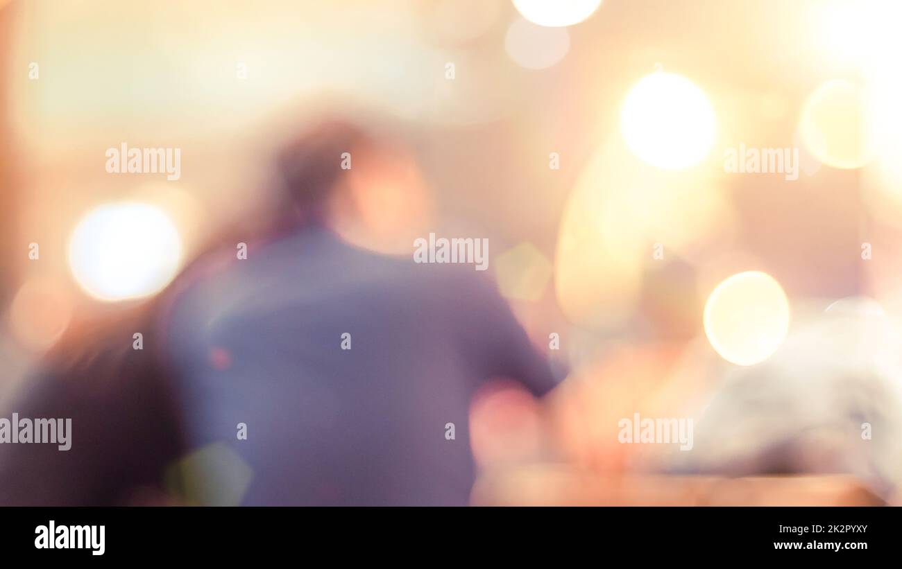 Defocus abstract Blur photography for background   of group of people in club or cafe Stock Photo