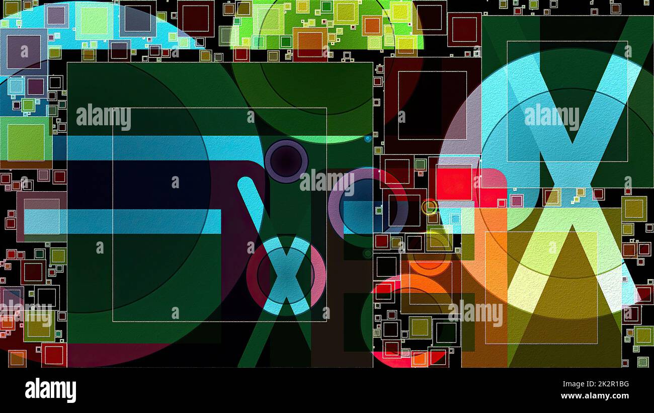 Artwork of abstract composition made with geometrical shapes and ...
