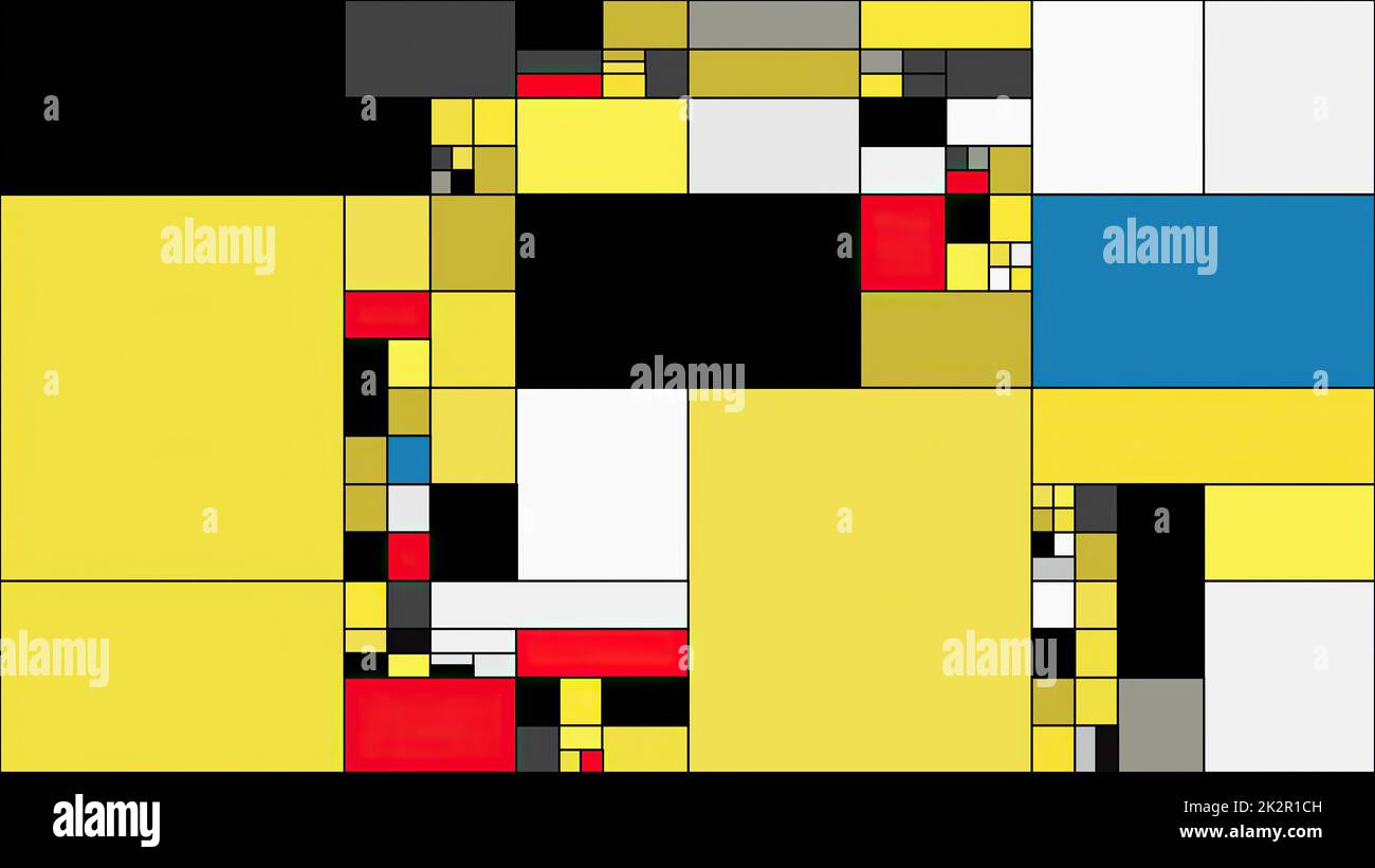 Colorful rectangles mondrian style art illustration Stock Photo - Alamy