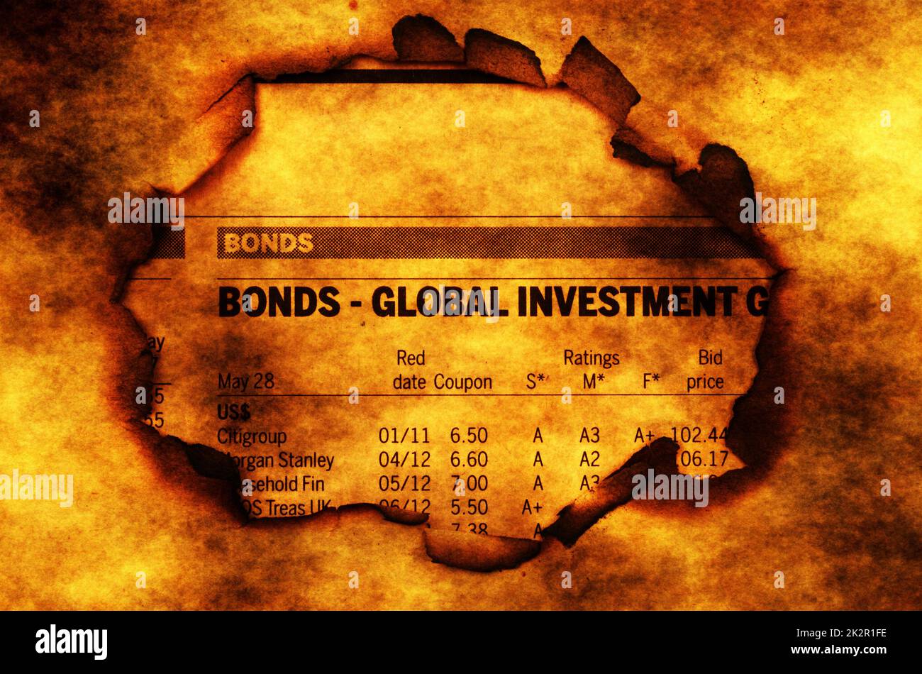 Global investment text on paper hole Stock Photo