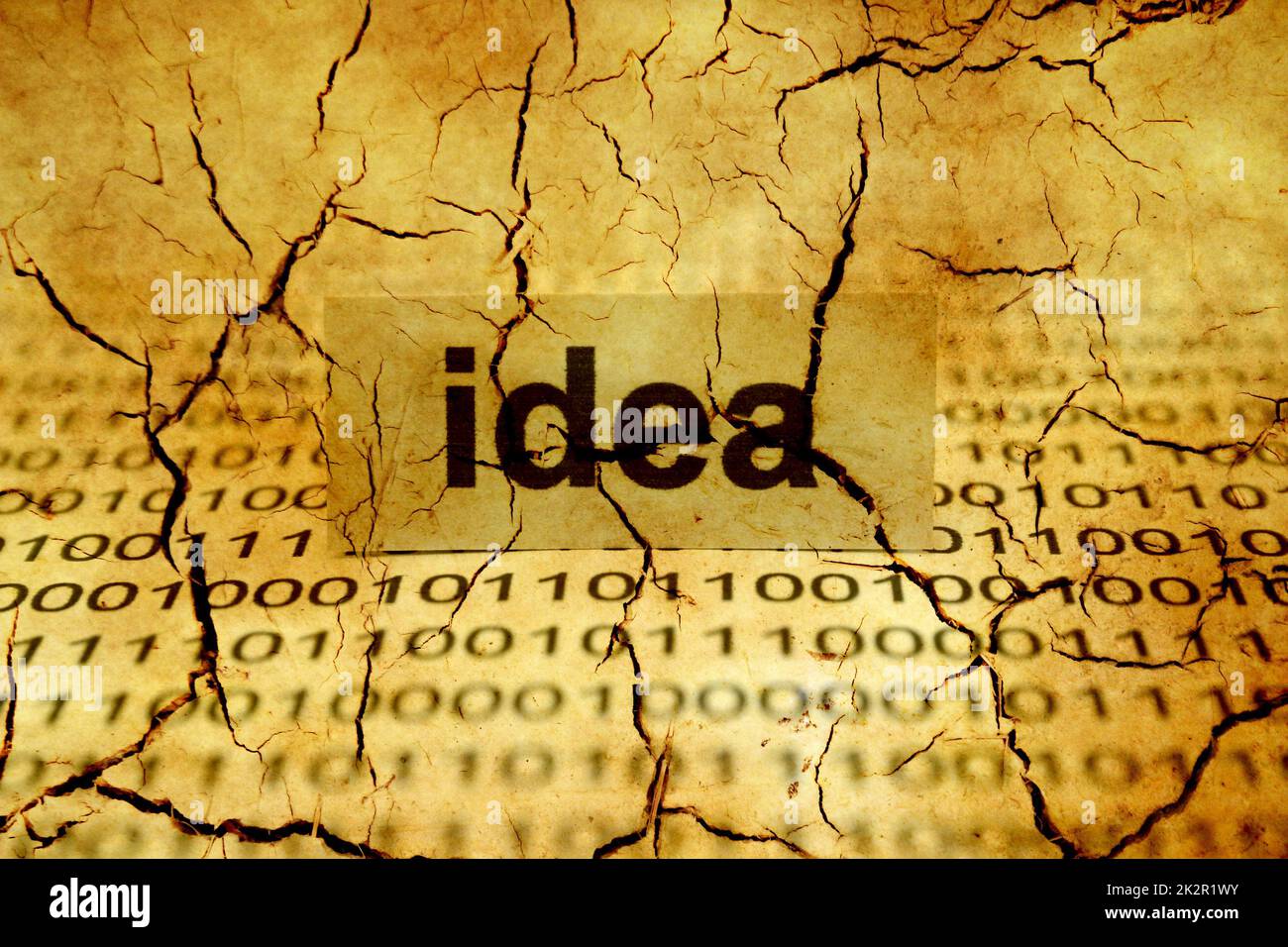 Idea tag on binary data grunge concept Stock Photo