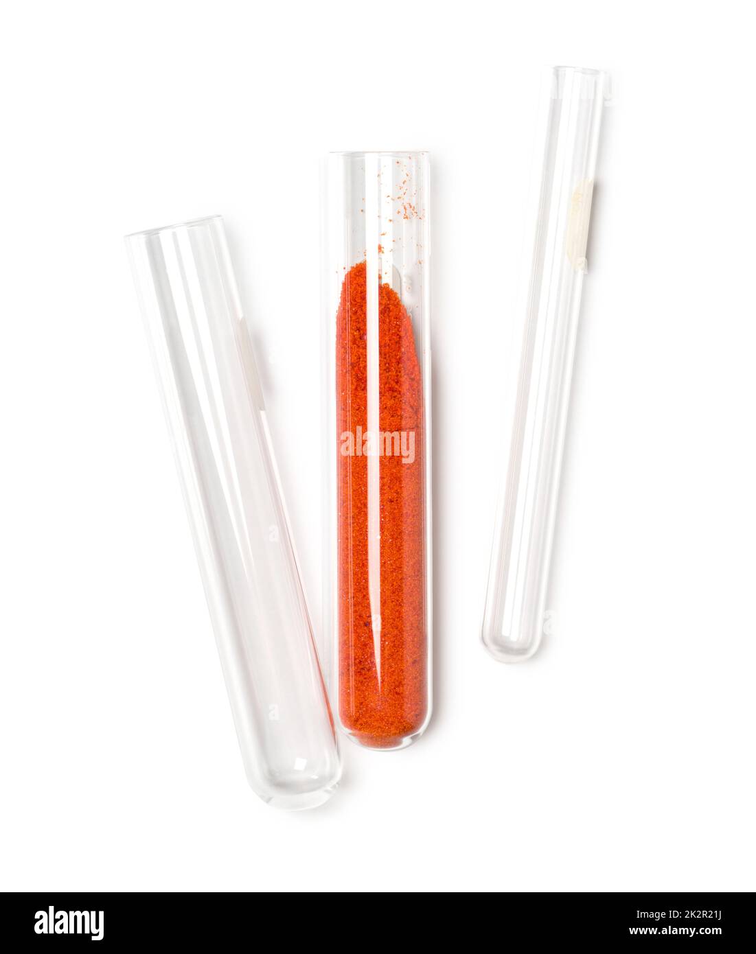 Potassium Ferricyanide in test tube. Closeup chemical ingredient on