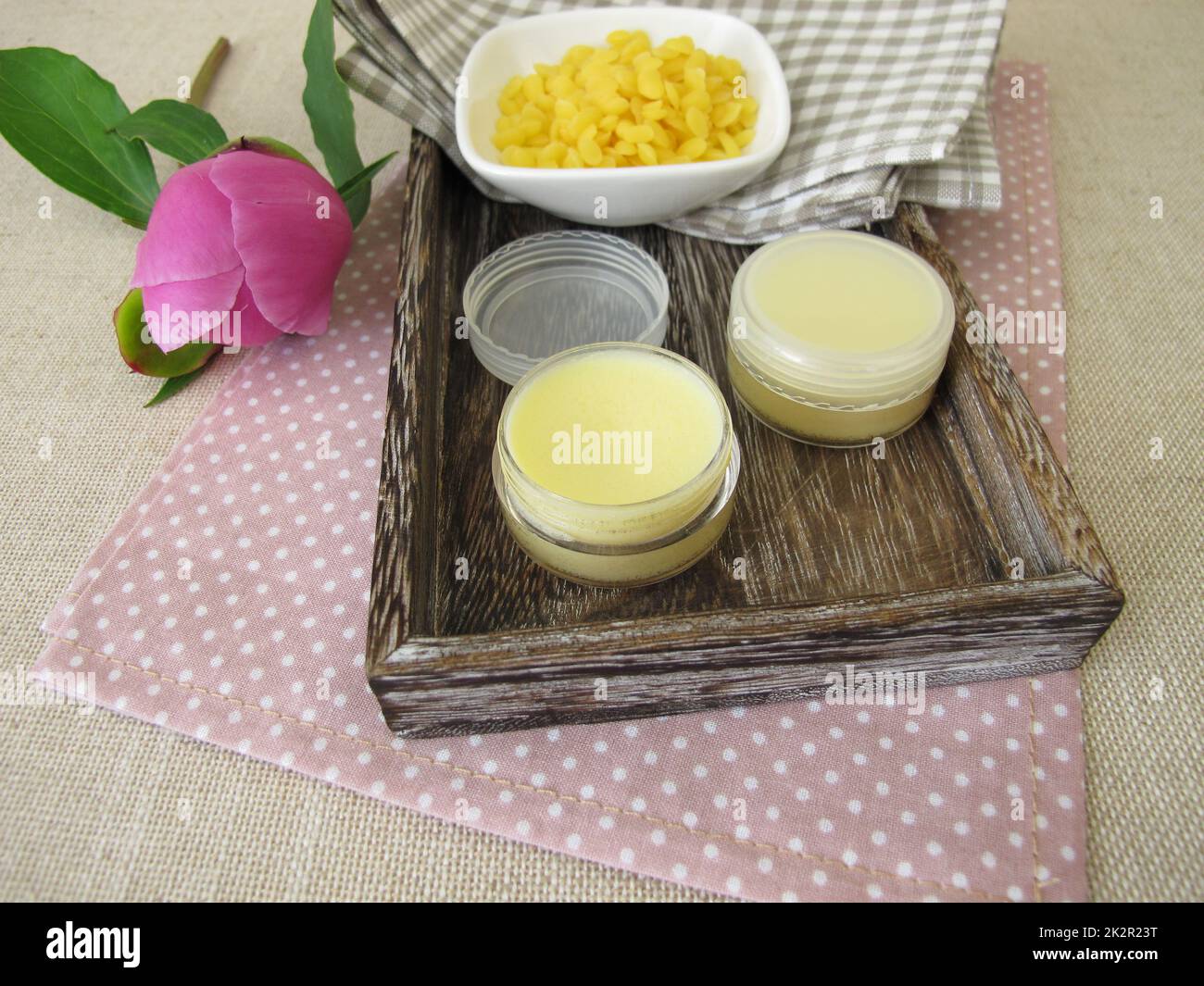 Homemade lip balm with beeswax Stock Photo Alamy