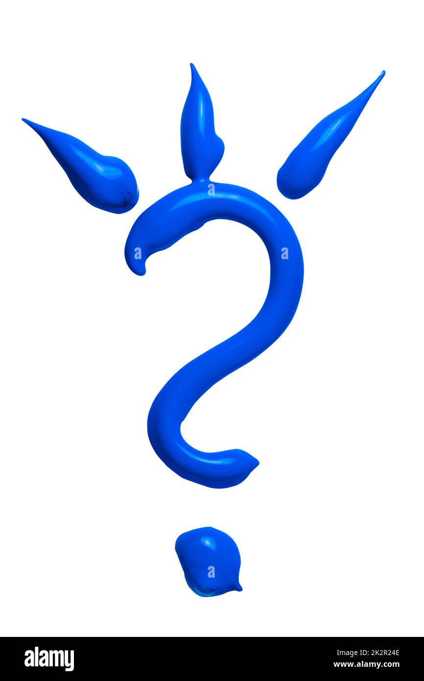 Color paste blue question mark with stripes Stock Photo