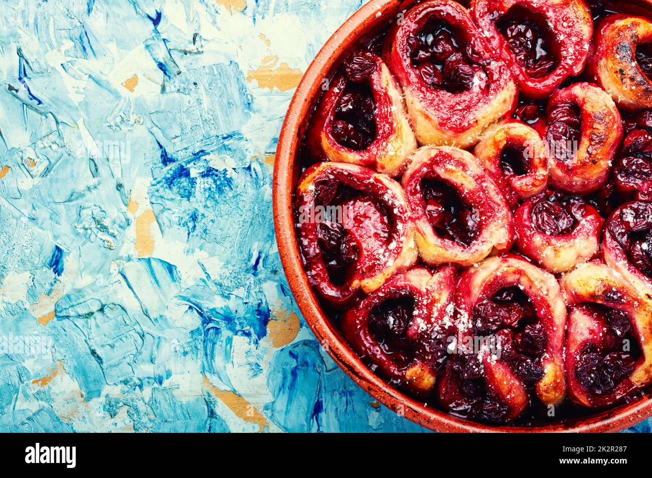 Summer cottage cheese pie with berries. Stock Photo
