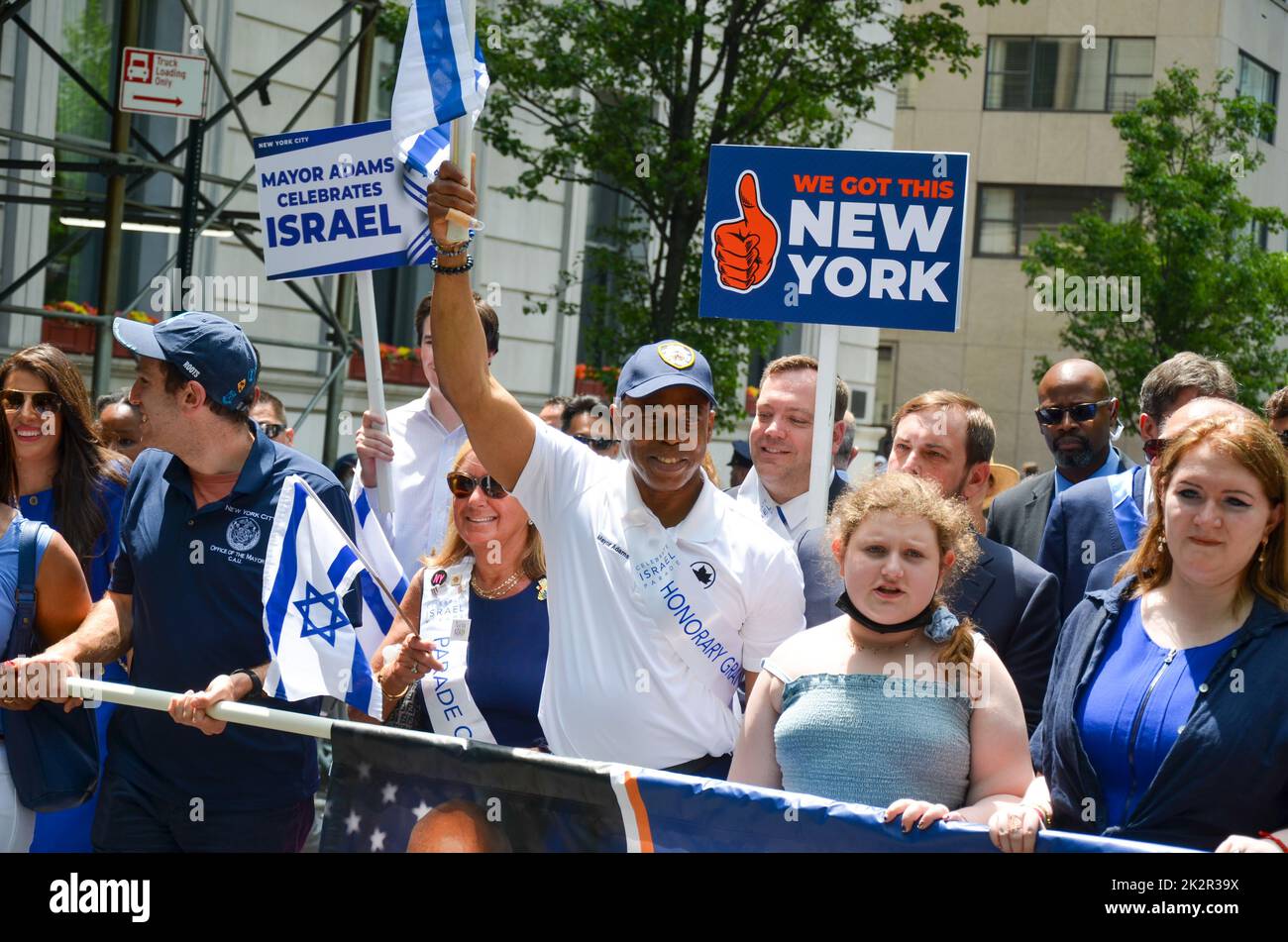 The annual Israel Day Parade along Fifth Avenue in New York City Stock