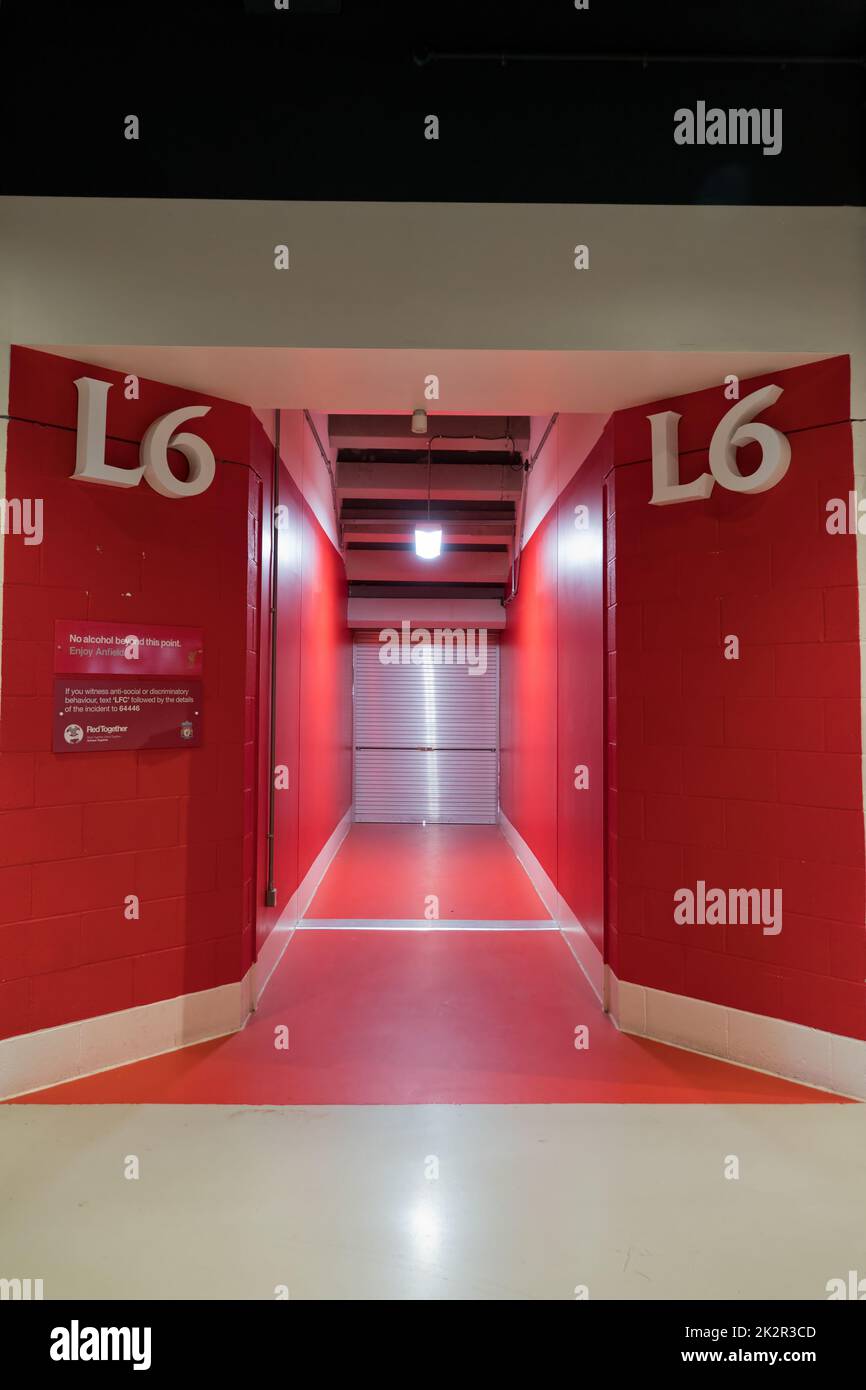 Entrance to seating in the new main stand in Anfield home of Liverpool Football Club Stock Photo