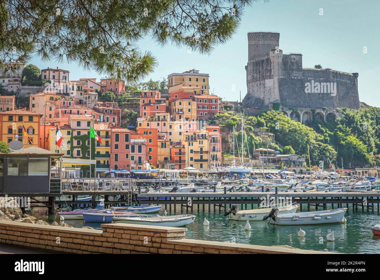 Lerici bay and marina with sailboats, Cinque Terre, Liguria, Italy with boats Stock Photo
