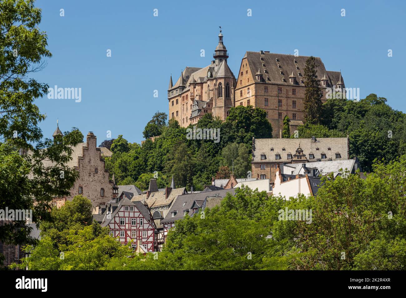 Marburg castle, also called Landgrave castle or Landgrafenschloss, in Marburg, Hesse, Germany Stock Photo
