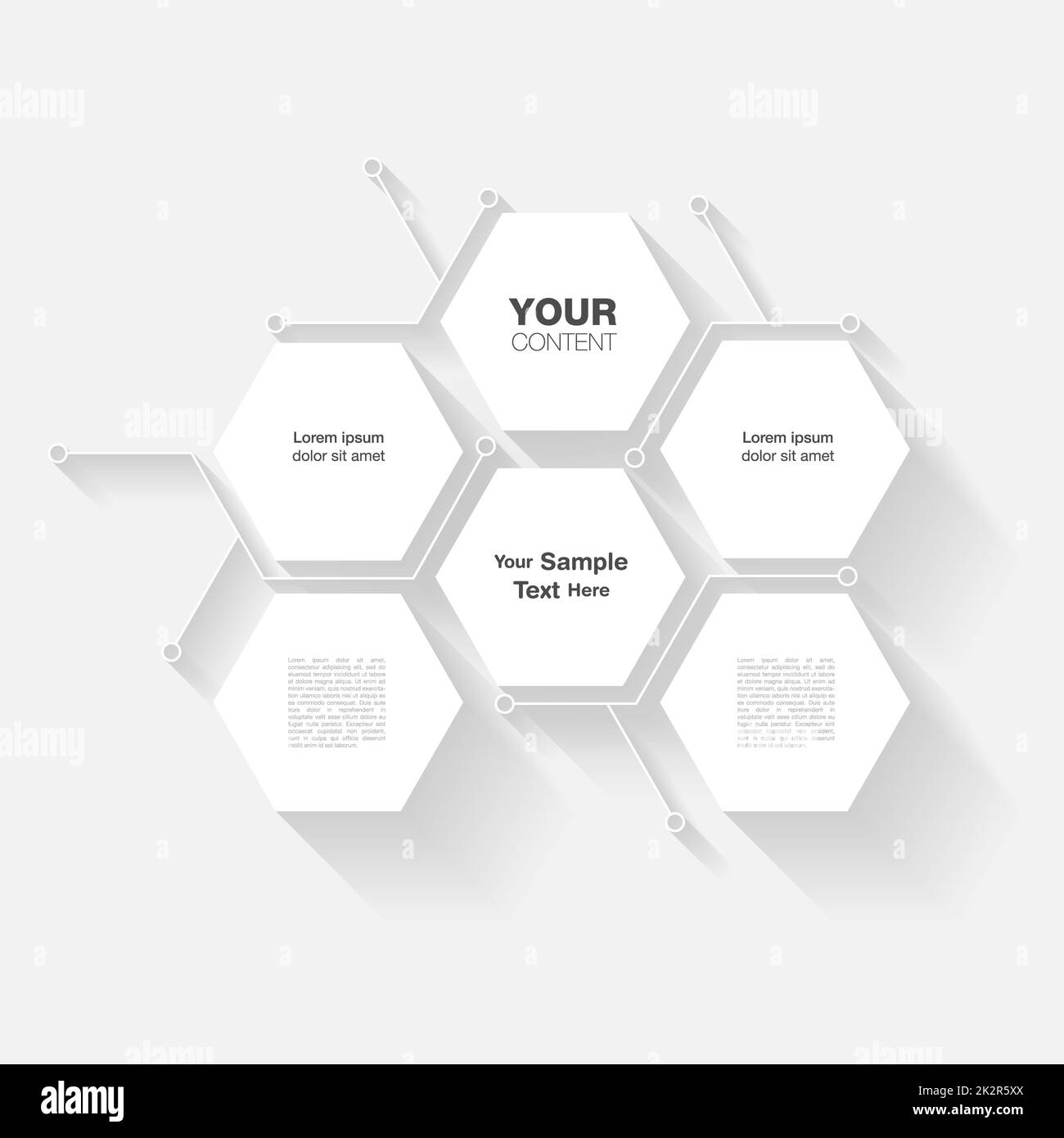 Modern hexagon shape text box design with your content. Stock Photo