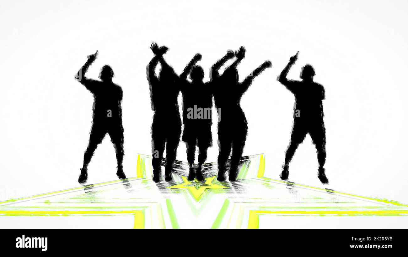 People dancing hand draw digital art illustration Stock Photo