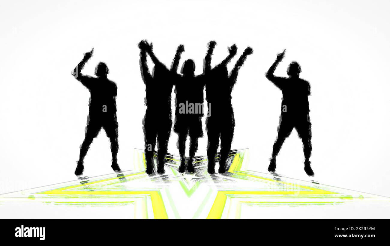 People dancing hand draw digital art illustration Stock Photo