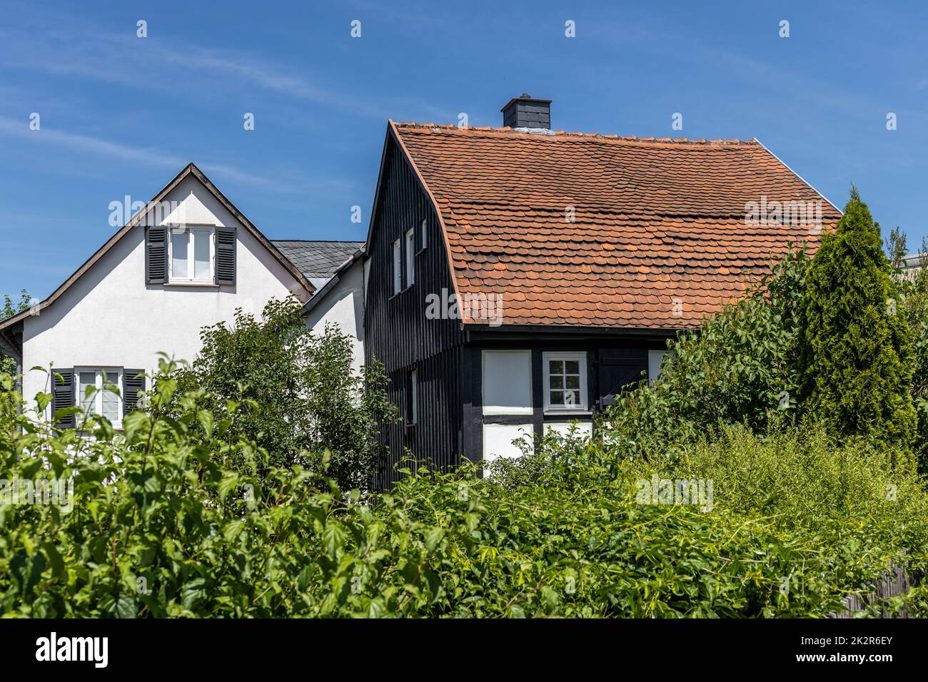 Old halftimered houses in historic town district Weidenhausen of