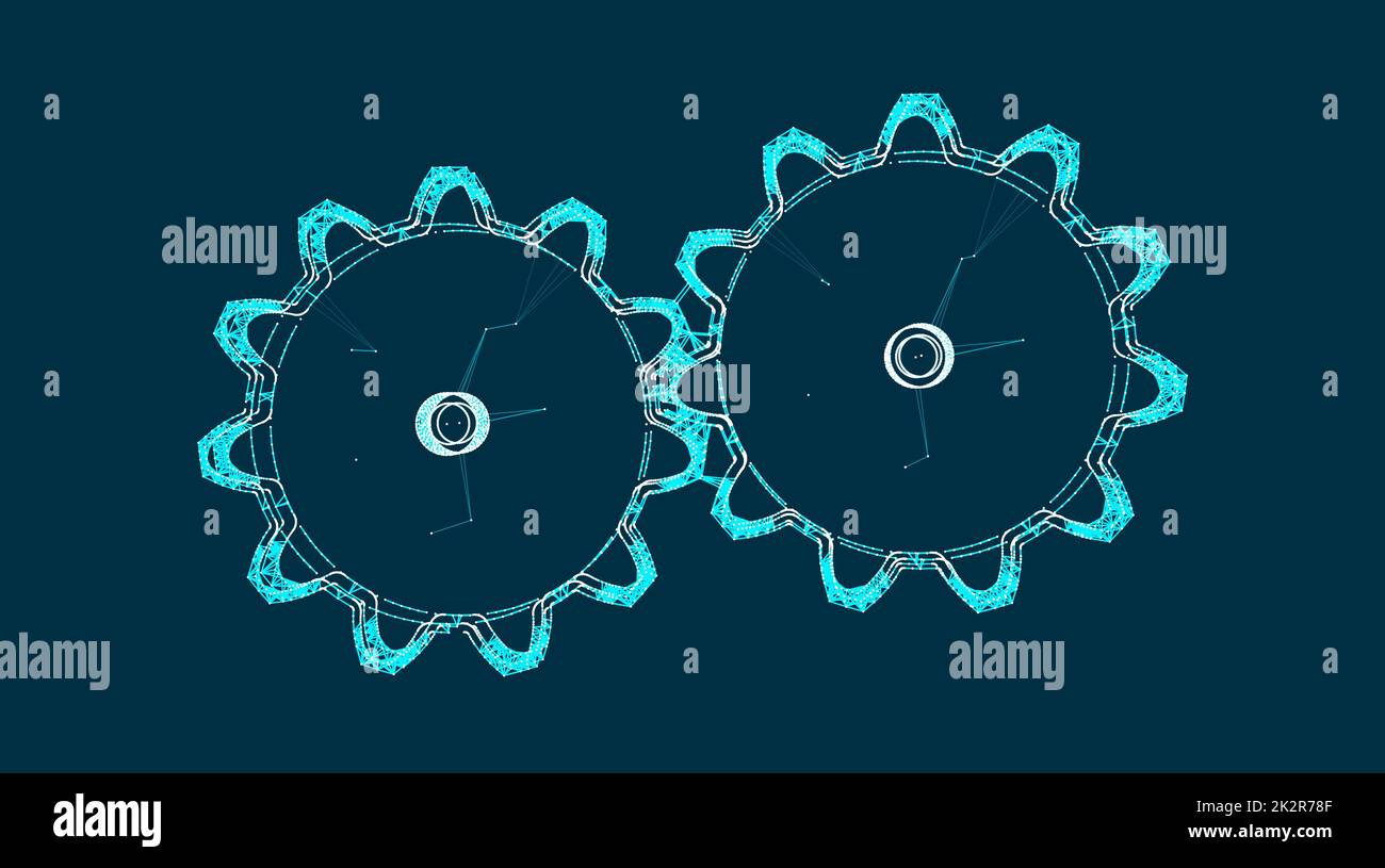Gear-wheel vector illustration for research, science and technology creative, computer generated Stock Photo