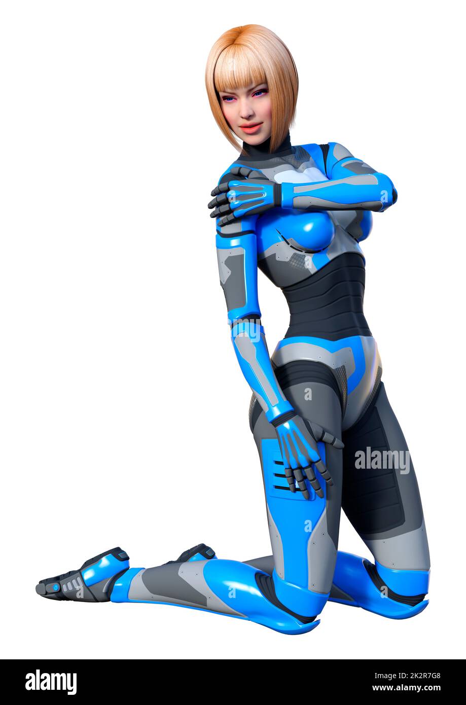 3D Rendering Female Robot on White Stock Photo