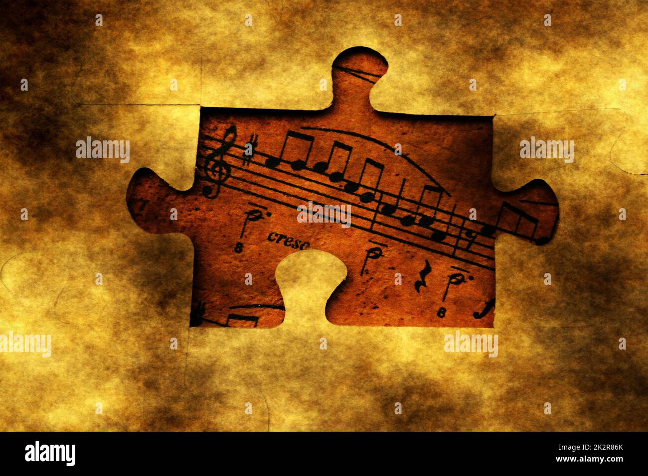 Music  notes and grunge puzzle Stock Photo