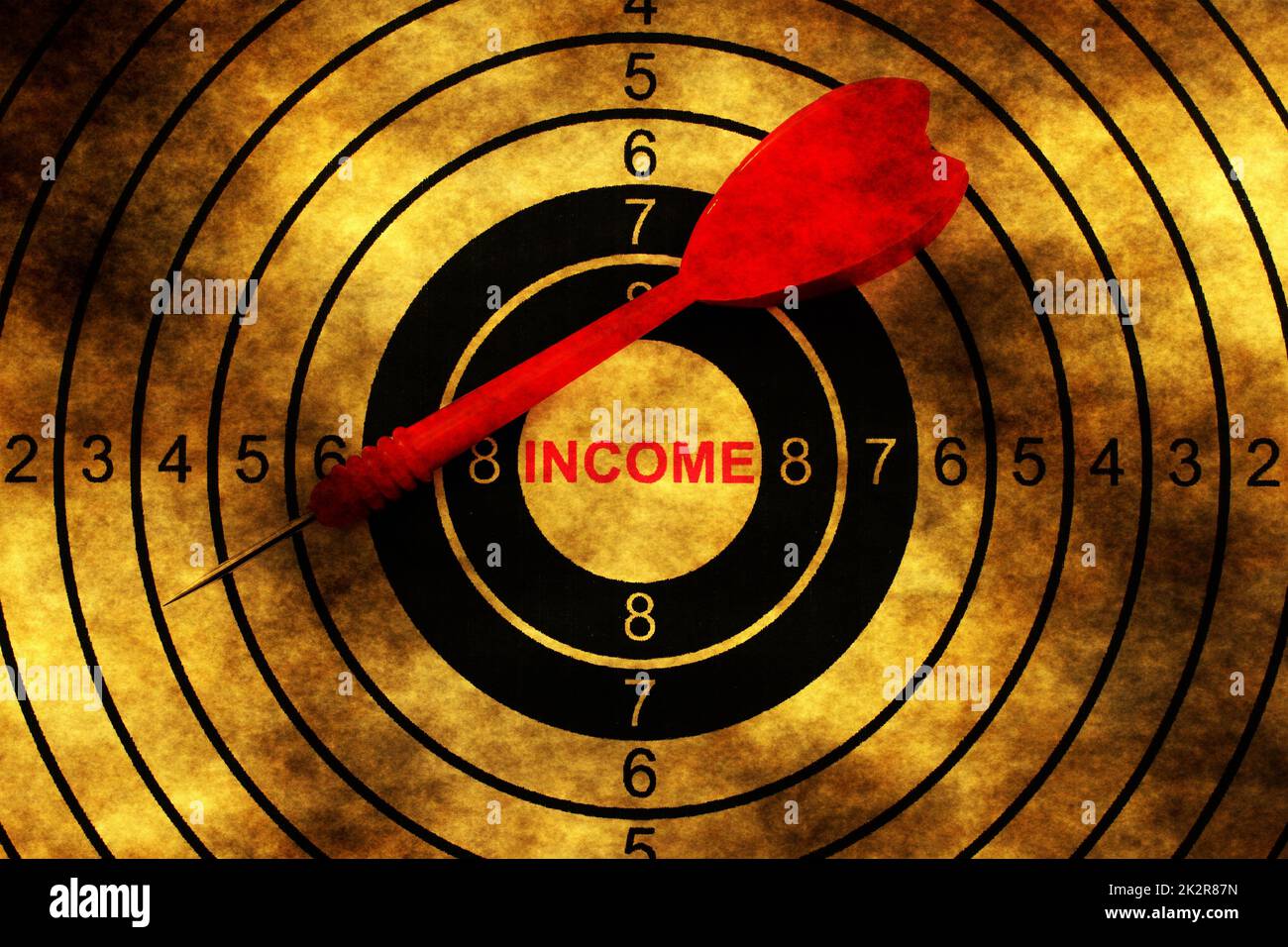 Income text on grunge  target Stock Photo
