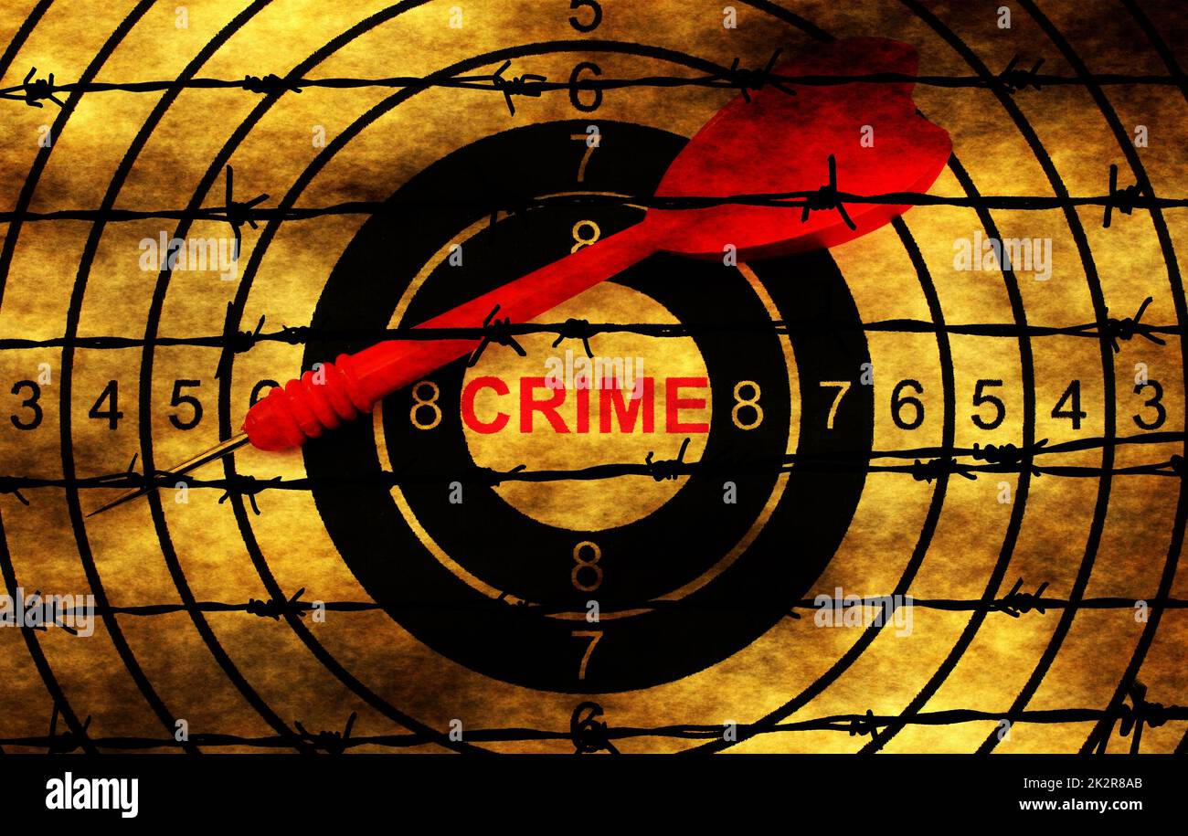 Crime target concept on barbwire Stock Photo