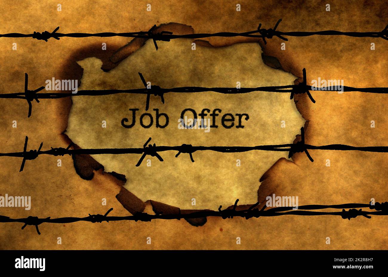 Job offer concept against barbwire Stock Photo