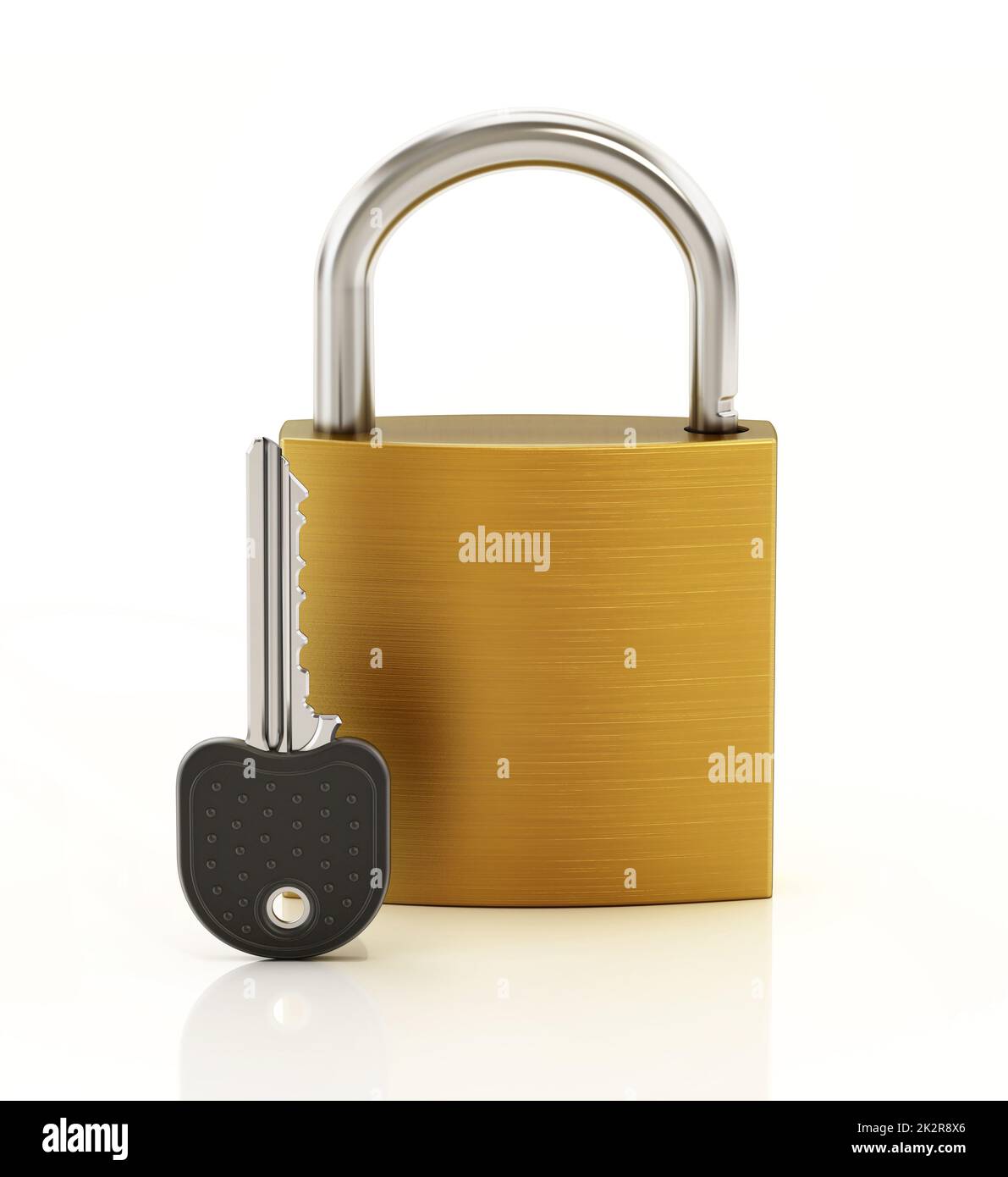 Padlock and key isolated on white background. 3D illustration Stock ...