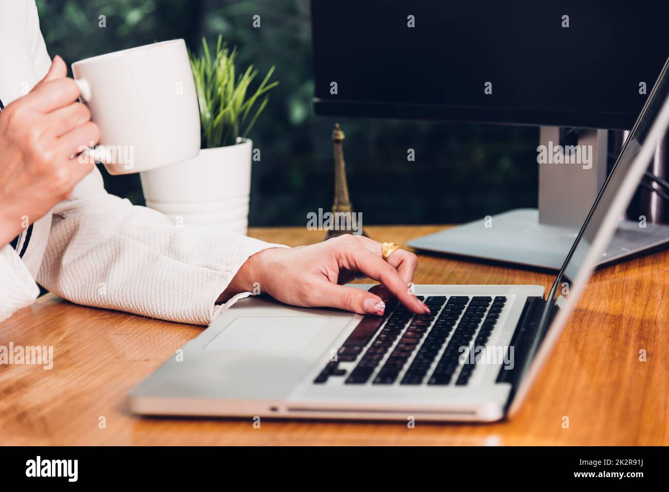 Beautiful business woman lifestyle working using laptop computer Stock Photo
