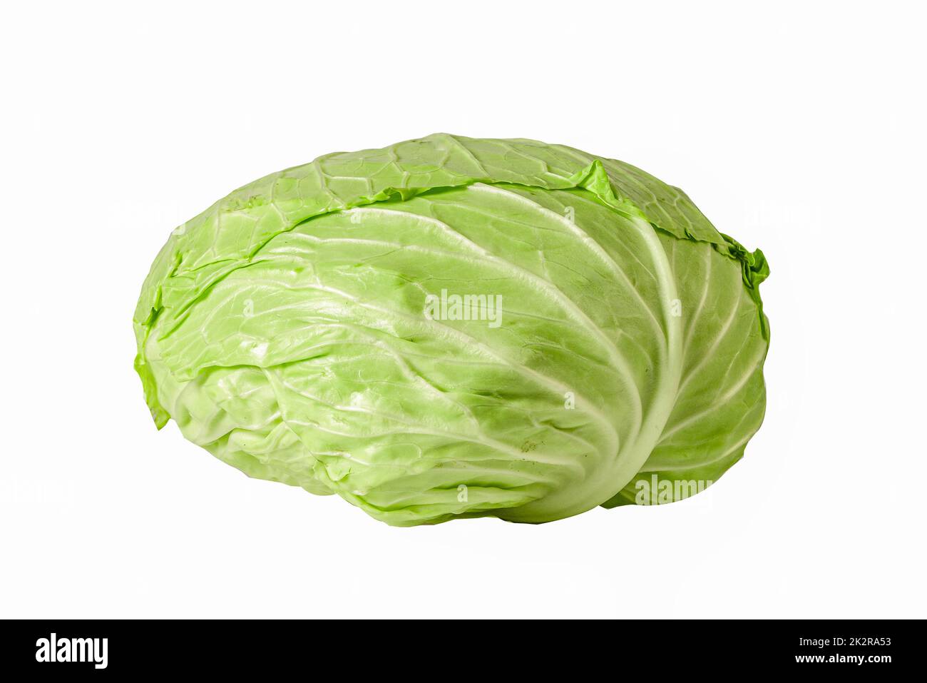 Cabbage fresh vegetable isolated on white background with clipping path. Stock Photo