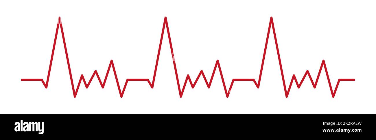 Heart pulse - curved red line on white background, medical tests ...