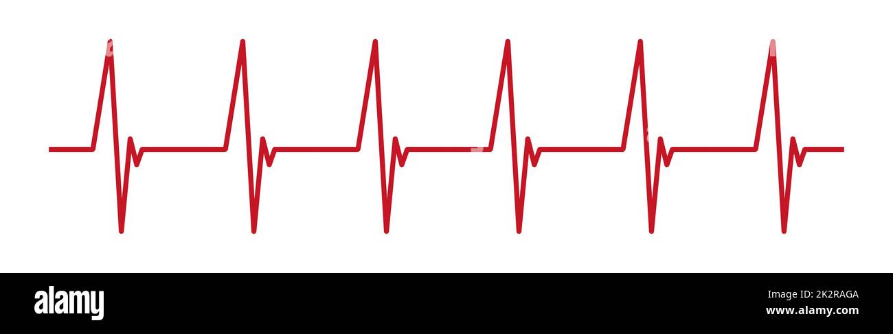 Heart pulse - curved red line on white background, medical tests ...