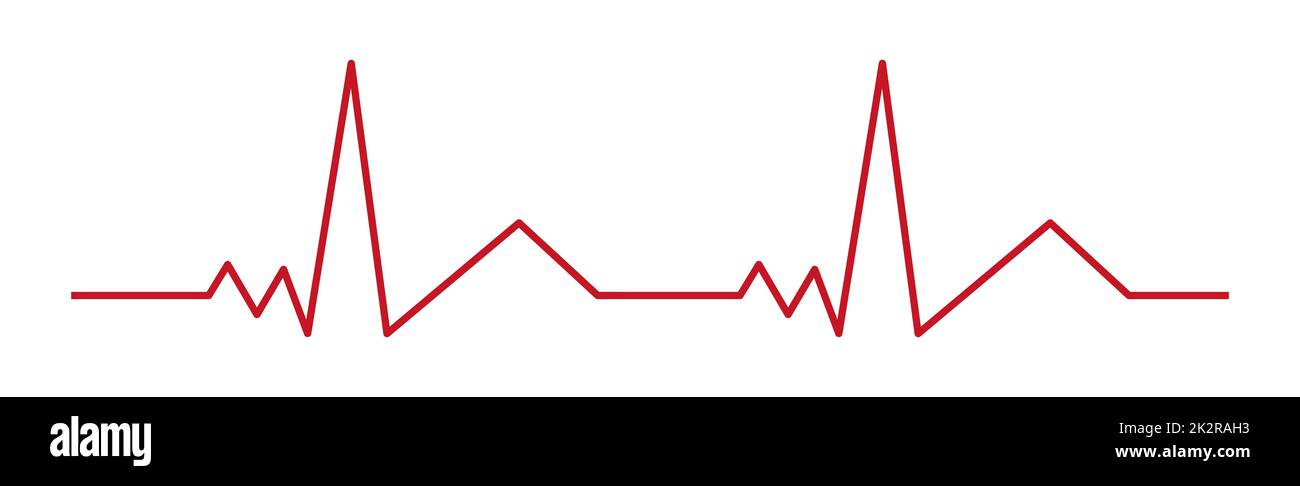 Heart pulse - curved red line on a white background - Vector Stock ...
