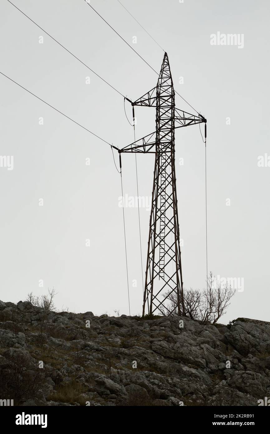 Electric lines high voltage Stock Photo