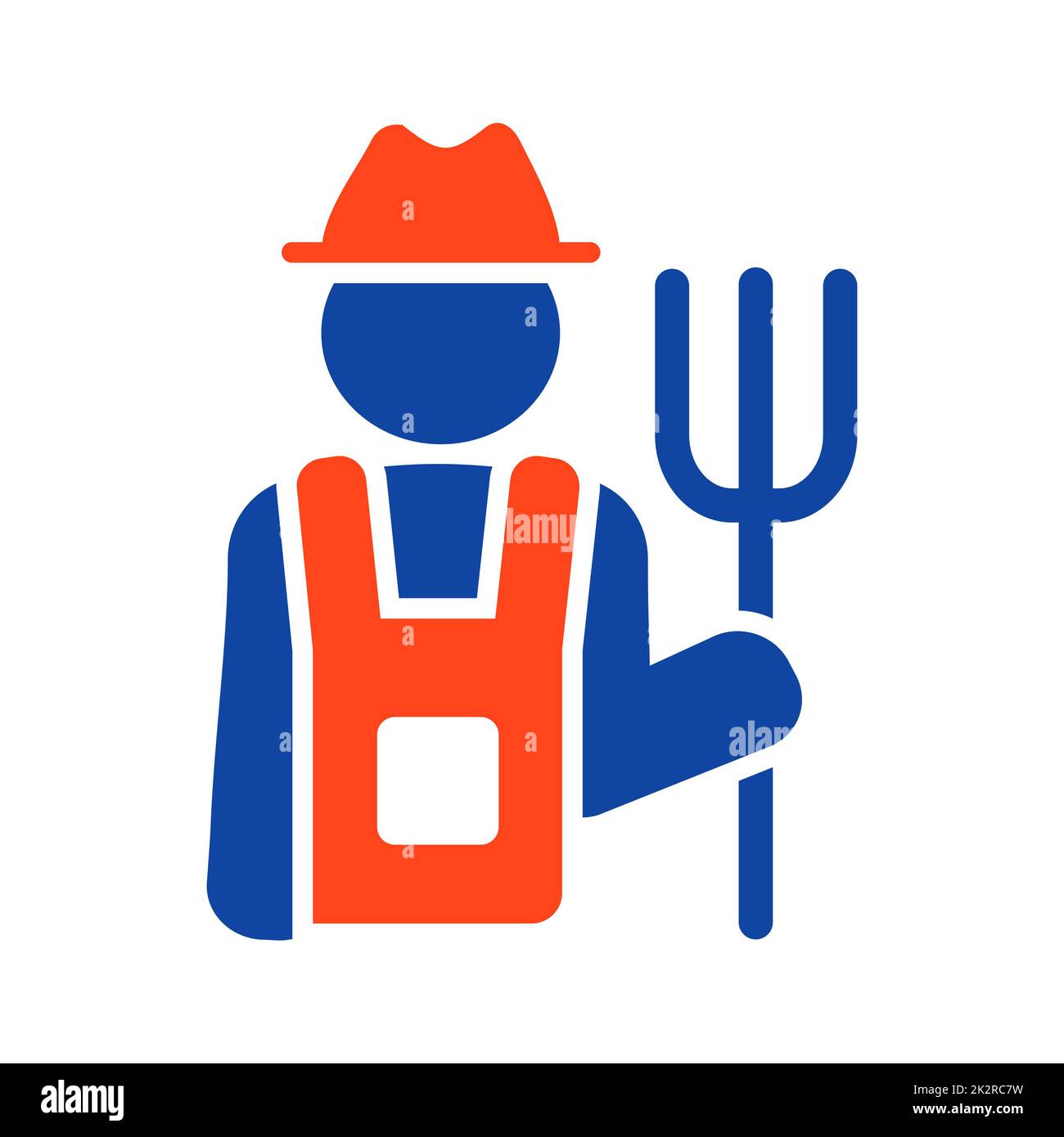 Farmer holding pitchfork vector glyph icon Stock Photo