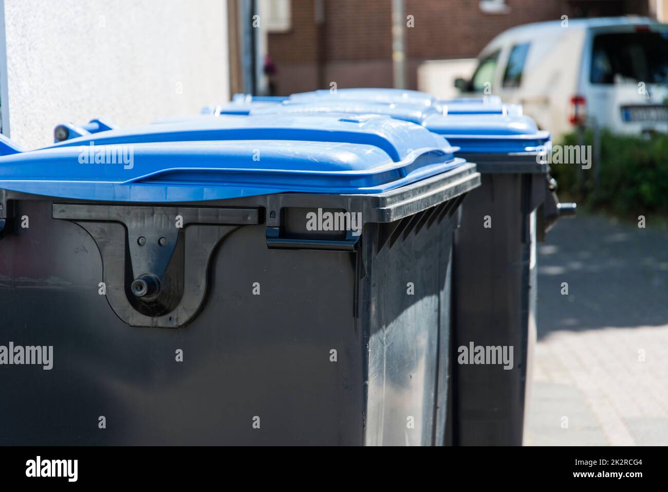 Garbage cans in closeup Stock Photo