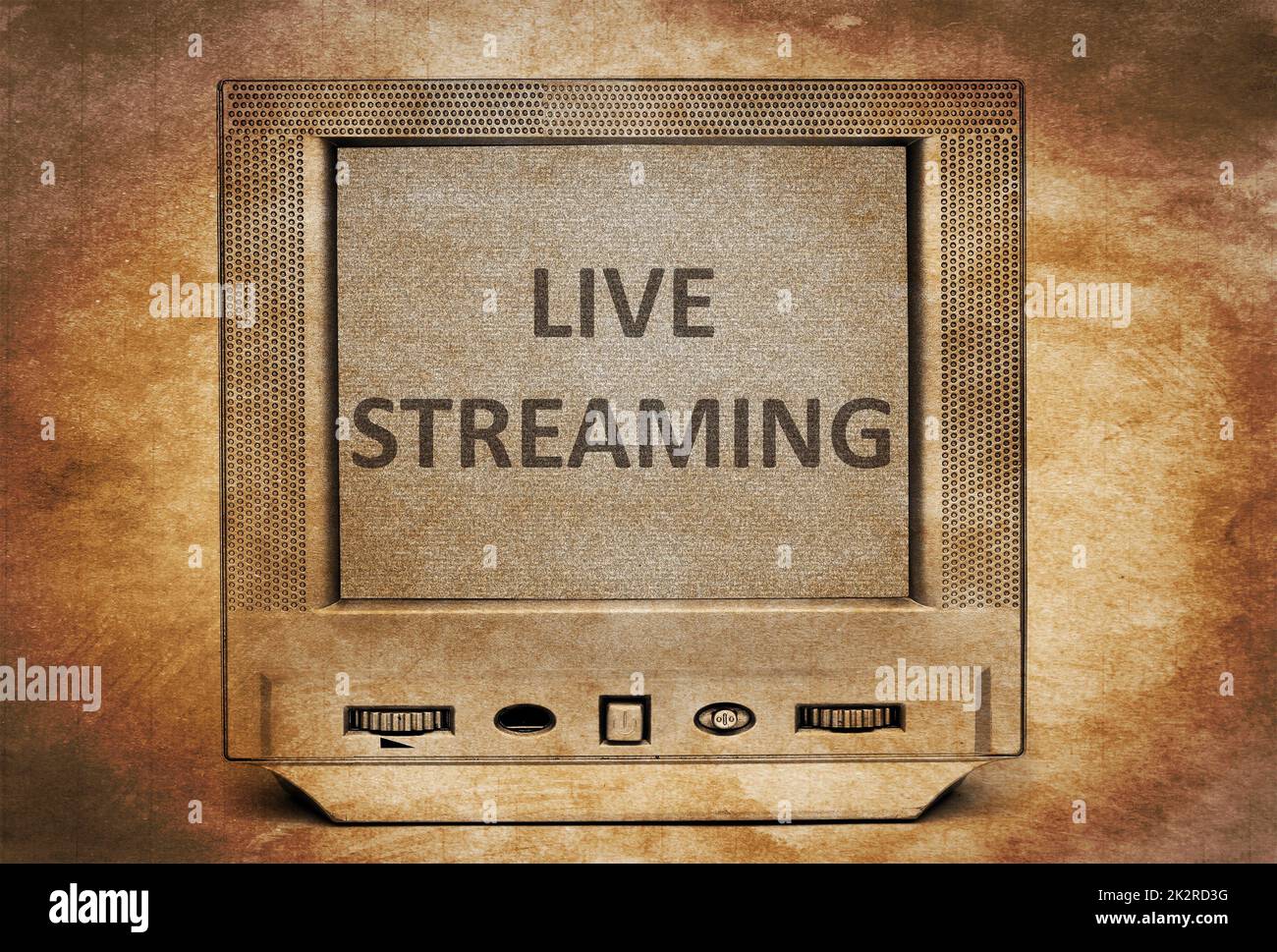 Live streaming  sign on vintage TV Stock Photo