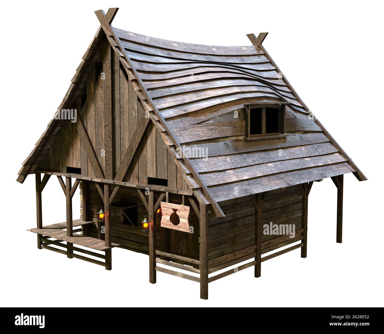 3D Rendering Medieval Shop on White Stock Photo Alamy