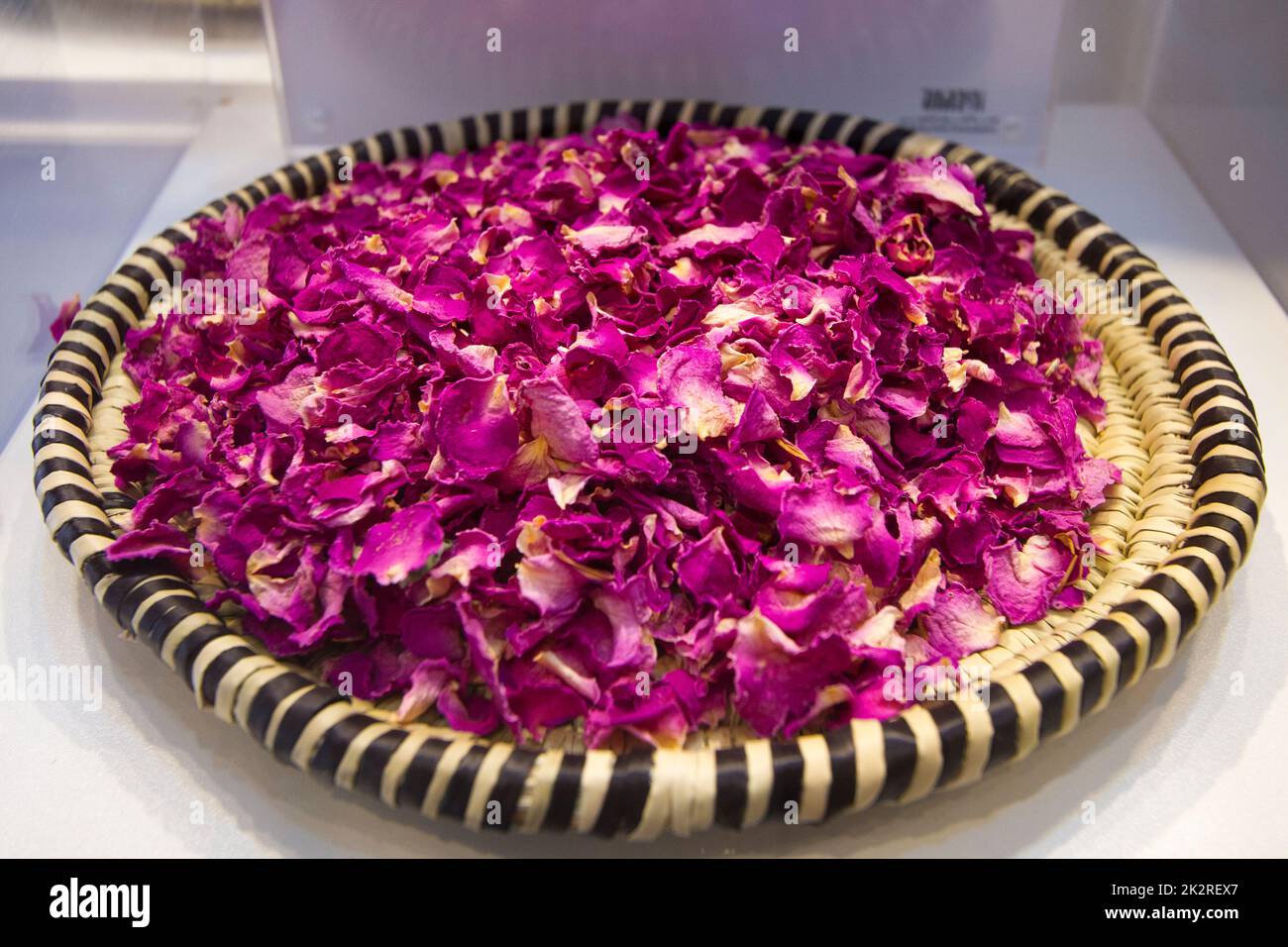 Torino, Italy. 23rd September 2022.  Dried Taif roses from Saudi Arabia at 2022 Terra Madre Salone del Gusto event. Credit: Marco Destefanis/Alamy Live News Stock Photo