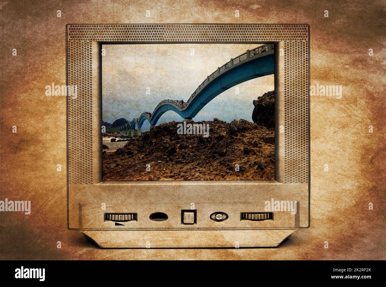 Curved bridge on TV Stock Photo - Alamy