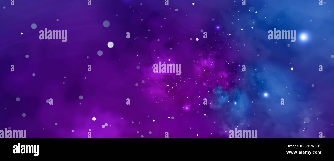 Starry background with blue and violet nebula. Concept for space, astronomy, galaxy, universe, science Stock Photo