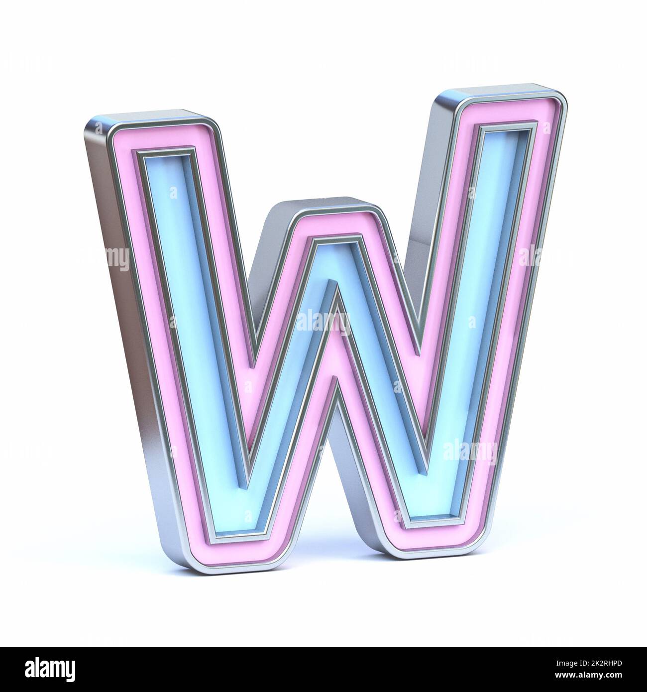 Blue and pink metal font Letter W 3D Stock Photo - Alamy