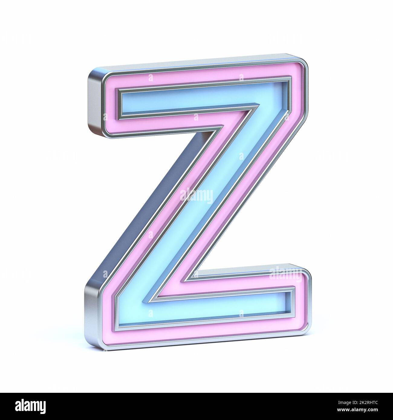Blue and pink metal font Letter Z 3D Stock Photo