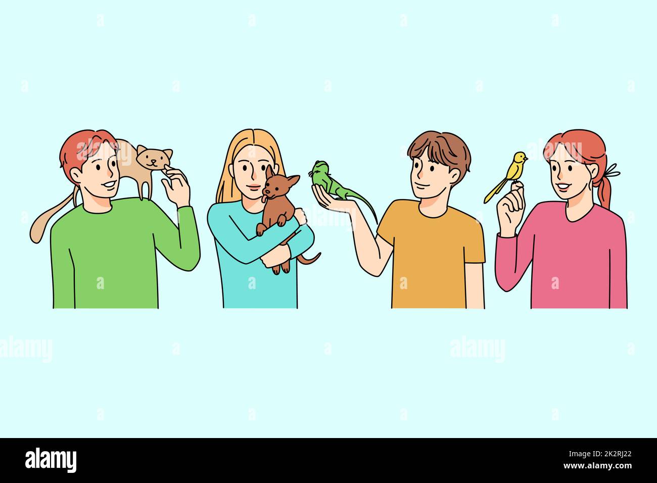 Happy kids play with diverse pets Stock Photo Alamy