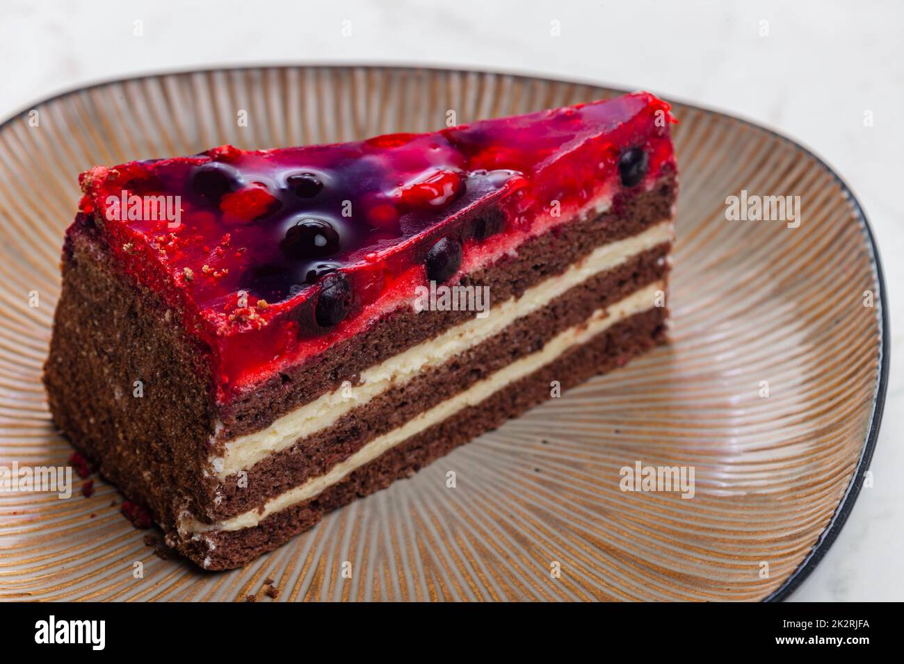 piece of cake with fruit gelatine Stock Photo