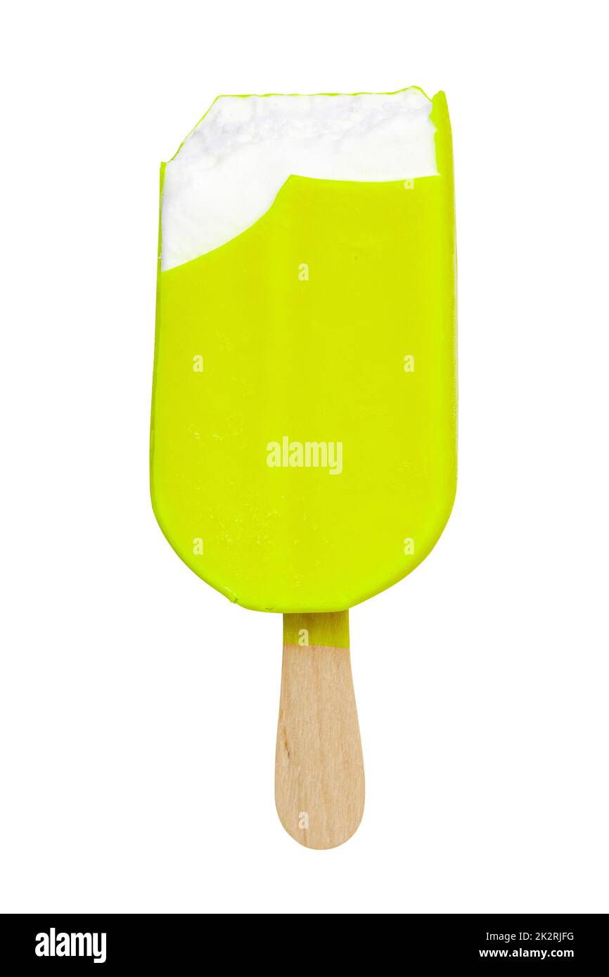 Bitten green ice cream bar Stock Photo